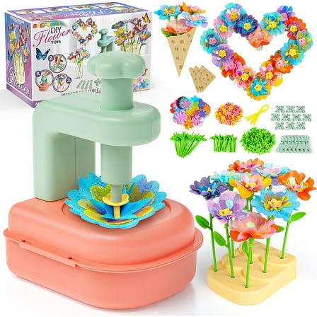 Flower Bouquet Craft Kit, DIY Arts and Crafts Toys for Kids Ages 4-8, Educational Flower-Making Activity Toy Set for Toddler and Kids, Birthday Gift for 4 5 6 7 8+ Year Old Girls and Boys