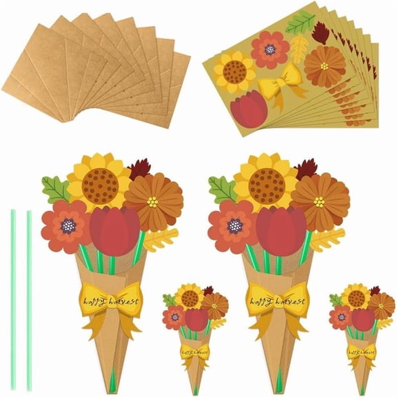 Flower Bouquet Craft Kit, Make Your Own Flowers DIY Card Making Set for Mother's Day Spring Classroom Activities(XX)