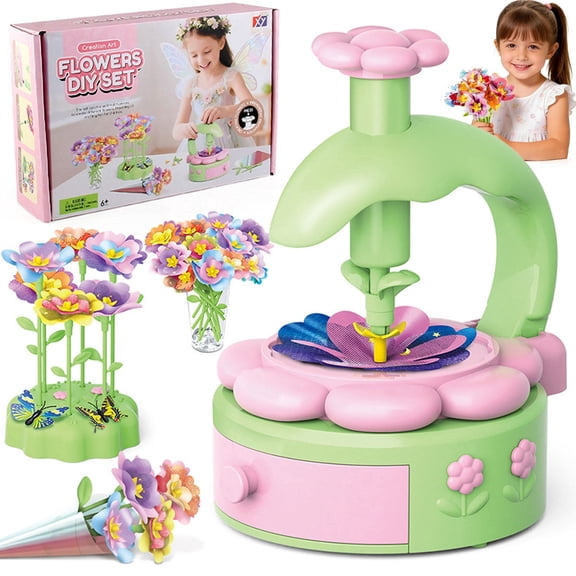 Flower Bouquet Craft Kit for Kids Ages 3-12, DIY Art & Craft Activity Set, Creative Make Your Own Bouquet Toy, Birthday Gift for Girls Boys