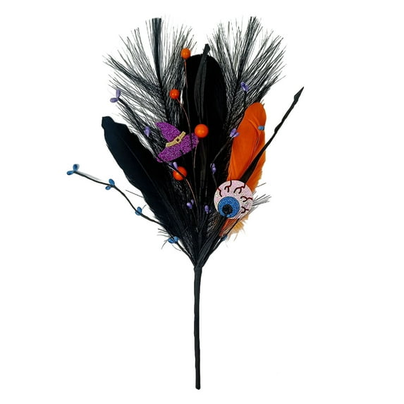 Flower Bouquet Floral Arrangement Picks With Pumpkin Feather Branch Elements Realistic Ornament For Diy Holiday Decoration Home Party Table Vase Decor 45Cm Length