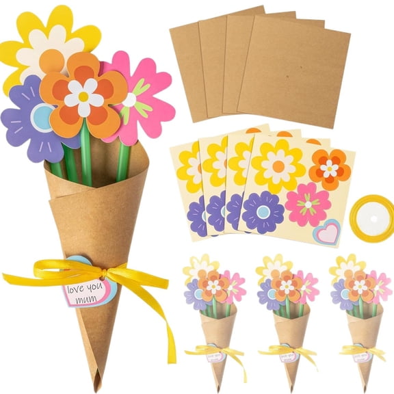 Flower Bouquet Kit, 24PCS DIY Birthday Flower Bouquets, Teacher Appreciation Week Thank You Gift, School Classroom Craft Activities (RL 1 Set)