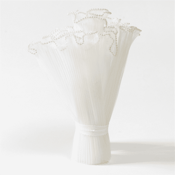 Flower Bouquet Packaging Kit Pearl-Edged Mesh & Wrapping Paper Tear-Resistant for Valentine’s Day Weddings Party Bouquet Decor Supplies,White