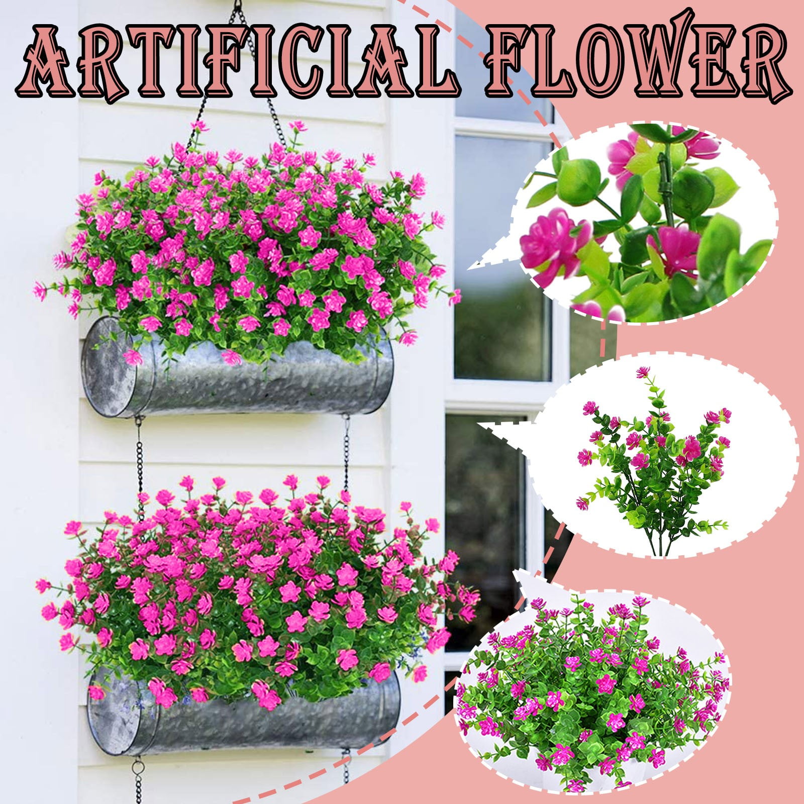 Flower Bouquet, Plastic Realistic Fake Flowers, Pink Fake Flowers Bulk