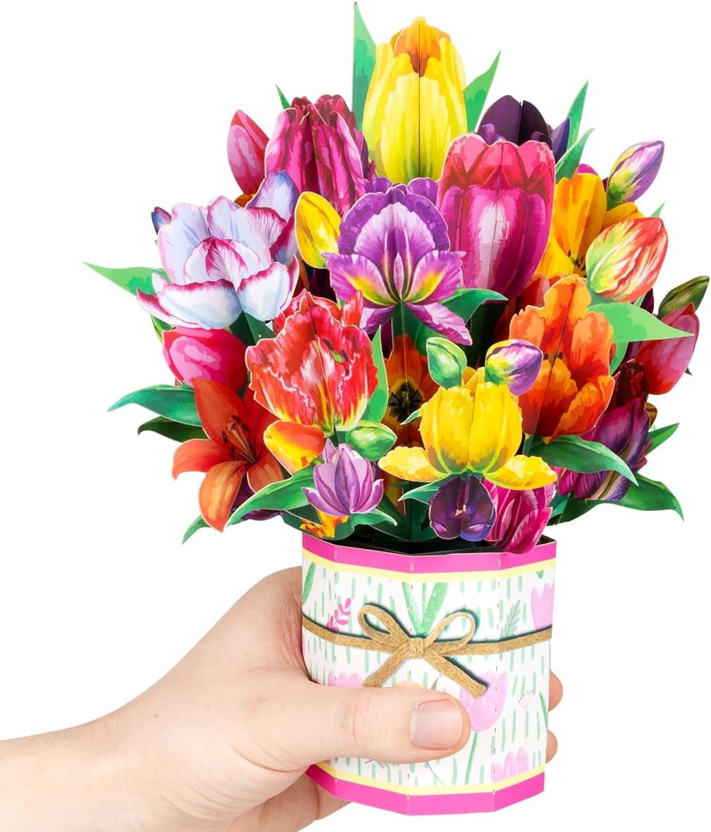 Flower Bouquet Pop Up Card Mother's Day Flower Card Get Well Soon Card ...