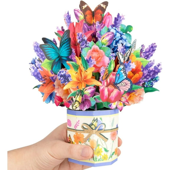 Flower Bouquet Pop Up Card Mother's Day Flower Card Get Well Soon Card Pop Up Greeting Card 3D Birthday Card with Envelope