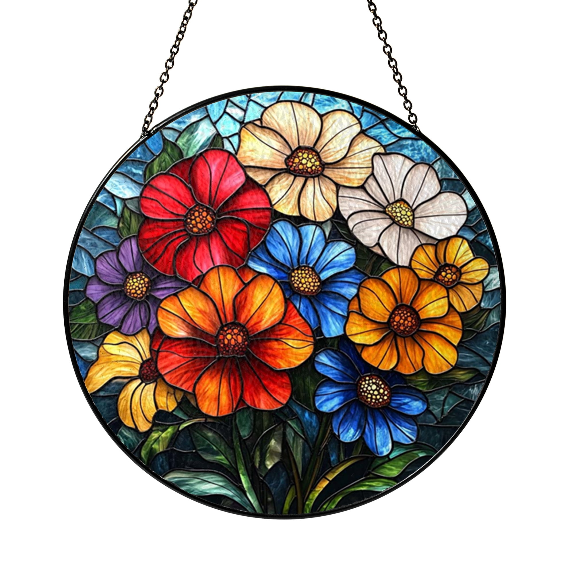 Flower Bouquet Stained Glass Style Window Suncatcher – Home Decor ...