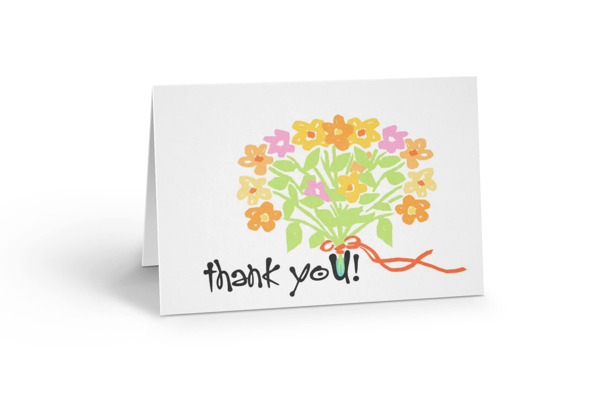 Flower Bouquet Thank You Note Card - 10 Floral Thank You Boxed Note ...