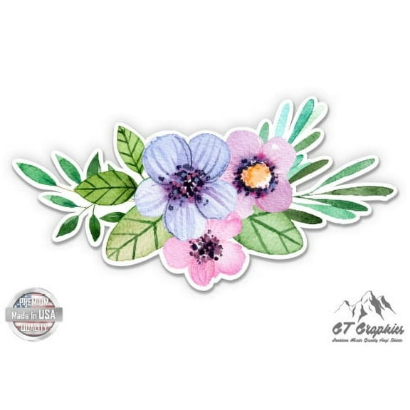 Flower Bouquet Watercolor Boho Cute - 12" Vinyl Sticker Waterproof Decal