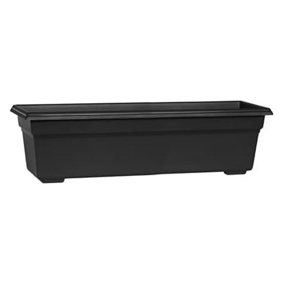 30" Flower Box, Black - Pro Series Plastic Planter Box; UV Resistant, Frost Proof, Indoor/Outdoor Use; Made in USA; 30x8x6.5 Inches
