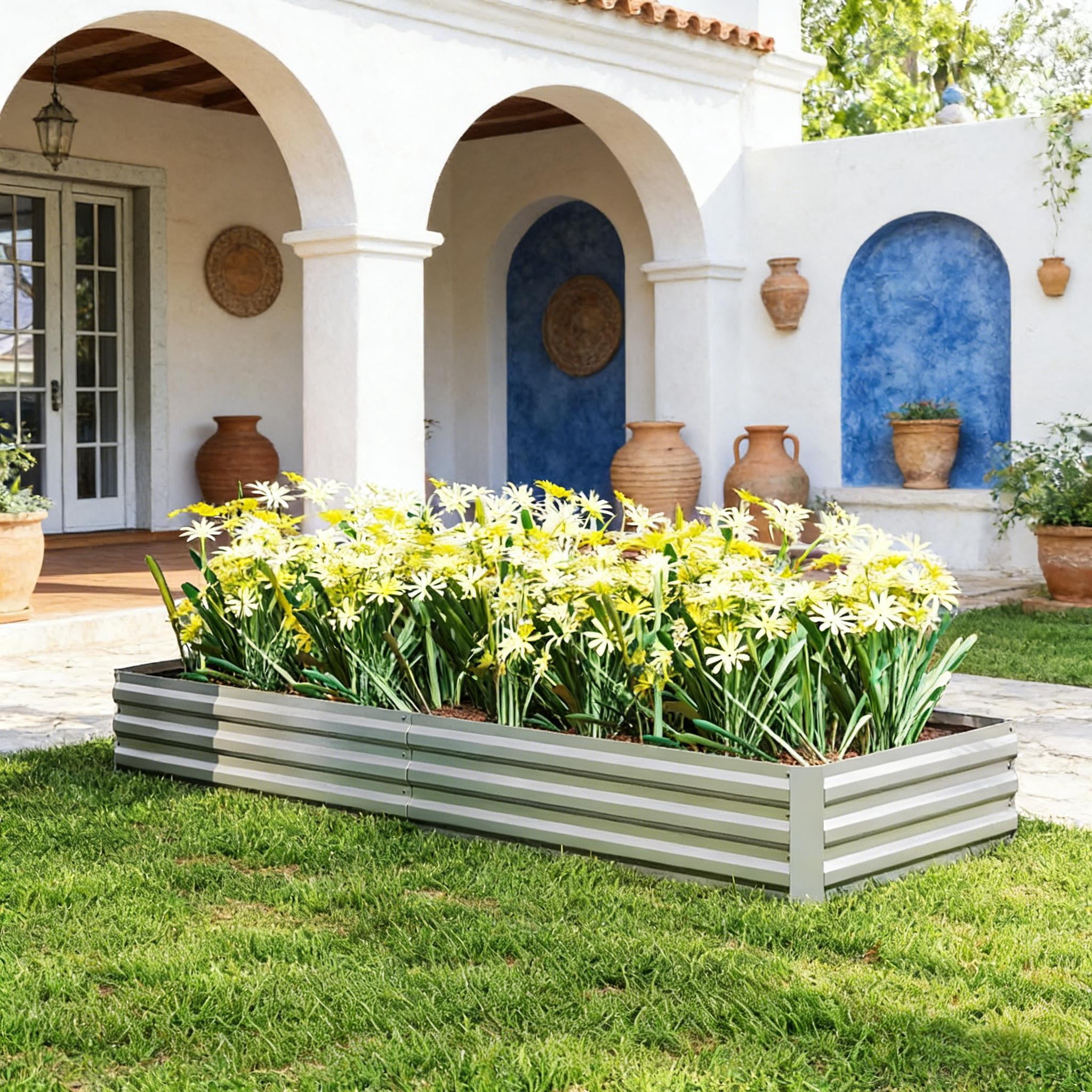 Flower Box Garden Plant Bed Metal Raised Planter Box