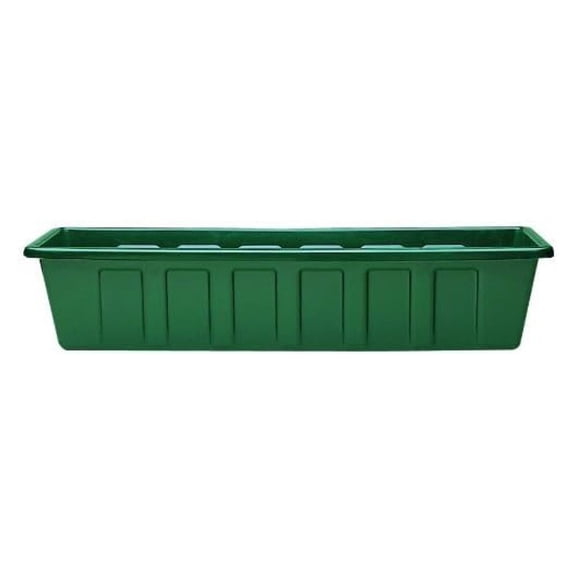 Flower Box Planter & Liner Set - 24 Inch Dark Green - Outdoor Indoor Gardening Container - Durable Plastic Plant Pots for Patio, Balcony, Window Boxes