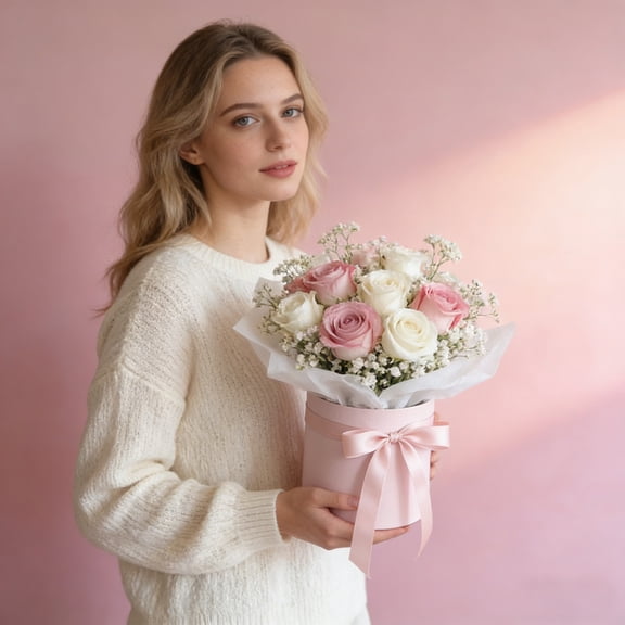 Flower Box Round Cardboard Boxes Wedding Party Rose Flower Packaging Decorations Valentine Day Gifts Supplies Pink