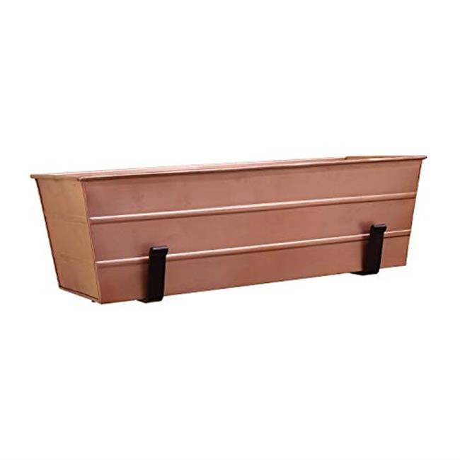 Medium Copper Flower Box with Black Wall Brackets