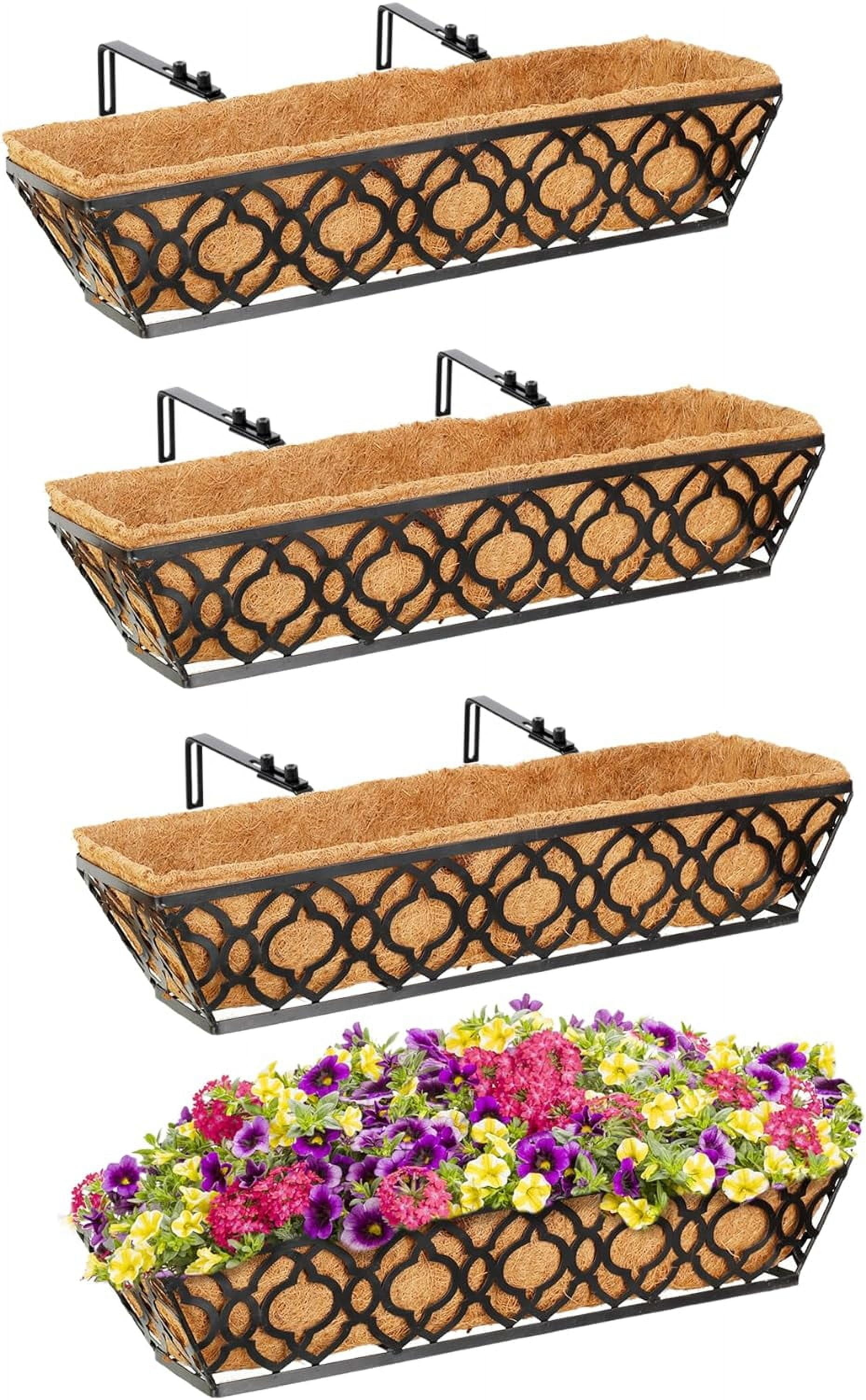 Flower Boxes for Deck Railings 24inch 4packs, Deck Railing Planter ...