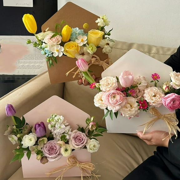 Flower Boxes Envelope,5PCS Florist Bouquet Envelope Boxes, Flower Bouquet Packaging Gift Paper Boxes for Valentine's Day, Wedding, Party, Birthday, Mother's Day, Christmas Decorations