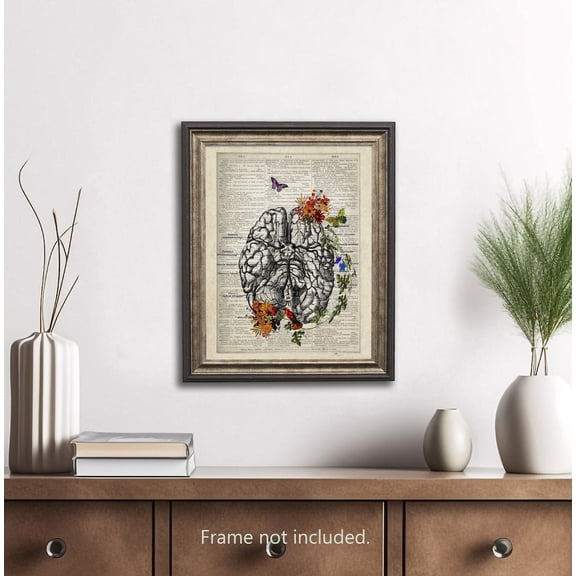 Flower Brain Anatomy Wall Art Print, Unframed Paper Poster 8x10in