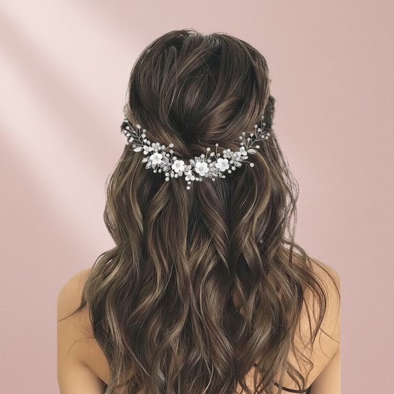 Flower Bride Wedding Hair Vine Crystal Bridal Headpieces Pearl Hair Accessories