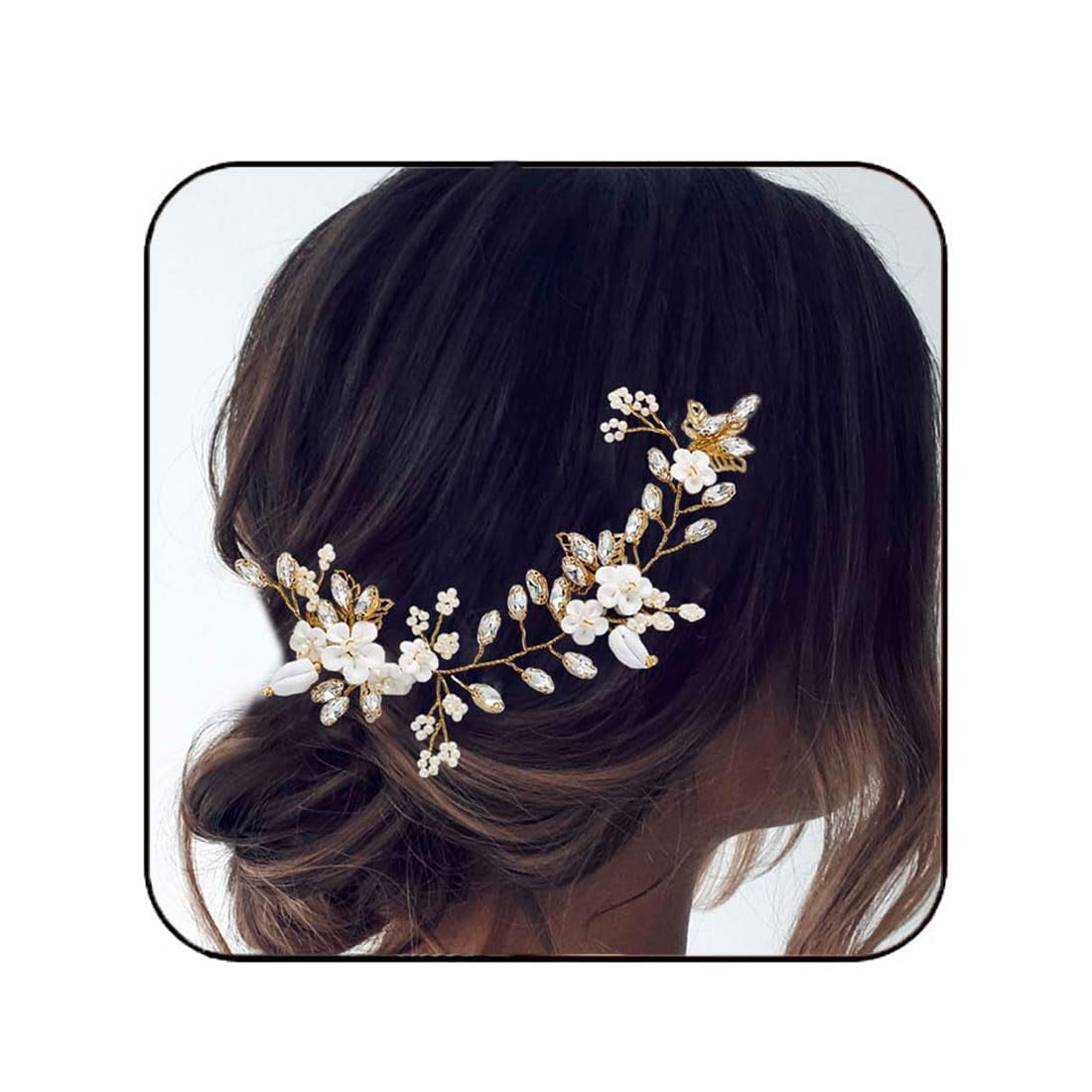 Wedding Headband Flower Leaf Bridal Hair Accessory for Brides Pieces Gold Amazon.com : Unicra Gold Leaf Hair Vine Greek Goddess Hair  main image 4