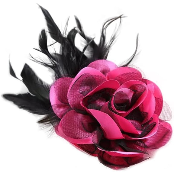 Flower Brooch Pin Silks Wonderful Rose Camellia Feather Charm Fashion Beautiful Created Clip Hair Flowers Brooches Accessories Idea for Party Dance Wedding Banquet for Elegant Women Gift