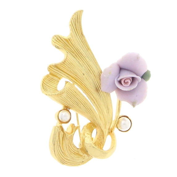 Flower Brooch-Pin With Bead Accents Gold-Tone & Multi Colored #LQP1017