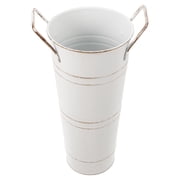 CIMAXIC White Rustic Flower Bucket with Dual Handles for Elegant Home and Interior Flower Decoration