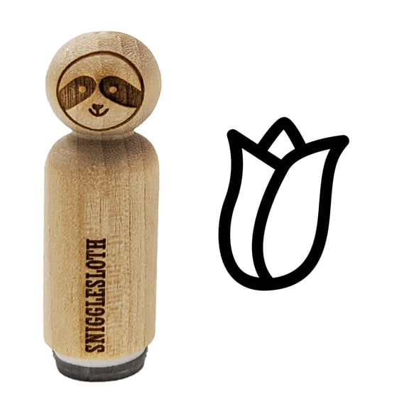 Flower Bud Outline Rubber Stamp for Scrapbooking Crafting Stamping - Mini 1/2 Inch