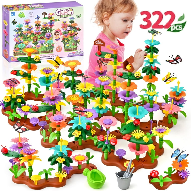 TOPFOX Flower Building Block Set for Girls, 322PCS Floral Garden