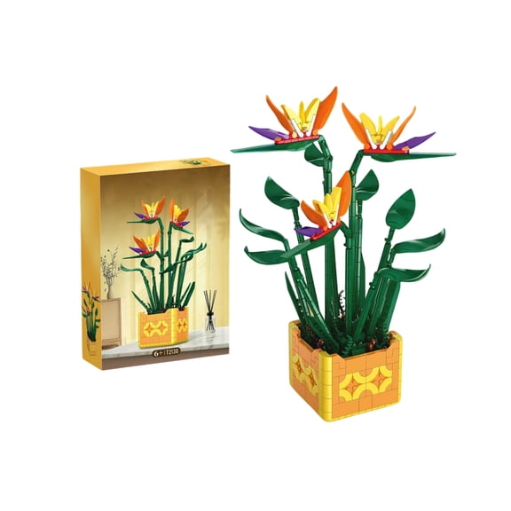 Flower Building Block Set and Vase 600 pcs, Compatible with Flowers Bonsai Tree Kit, Plant Botanical Home Decor Gift for Valentines Mother's Day Anniversary Adults