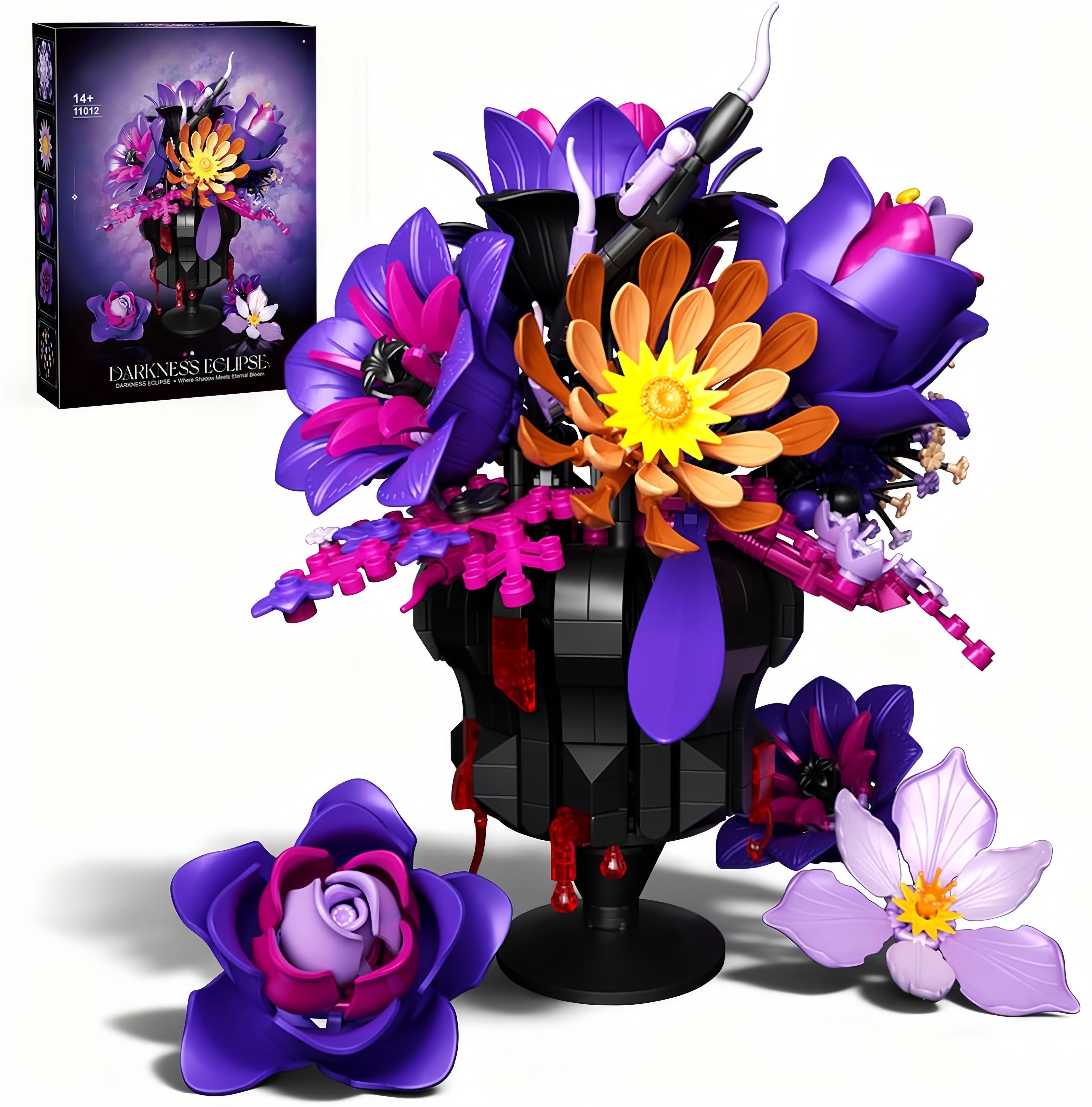 TOUEEFY, Flower Building Block Sets, 947 pieces, Botanical Home Decor ...