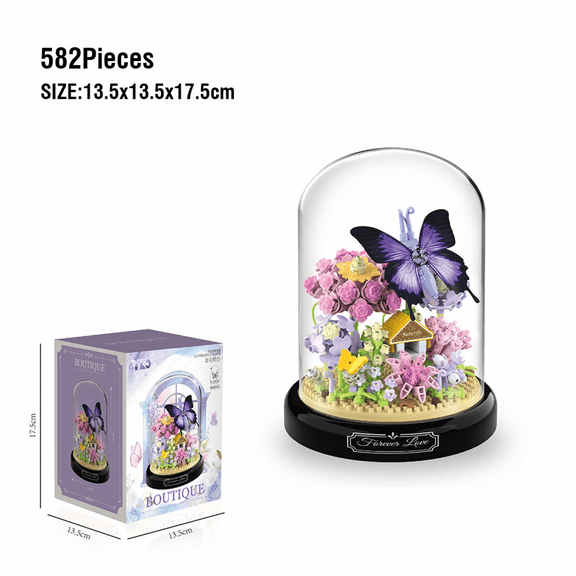Flower Building Blocks Set for Adults, Animals Plant 582Pieces Botanical Collection Mini Building Blocks for Mom Wife Girlfriend Gifts
