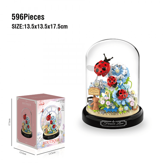 Flower Building Blocks Set for Adults, Animals Plant 596Pieces Botanical Collection Mini Building Blocks for Mom Wife Girlfriend Gifts