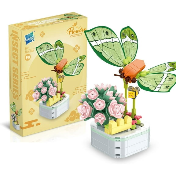 Flower Building Bouquet Set, Flower Building Toys, Building Blocks Flower Brick Toys Creative Project for Home Room Decor Christmas Birthday