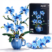 Zylopa Blue Orchid Flower Building Set with Vase, Plant Collection, 567 Pieces, Compatible with Lego Botanical Flowers