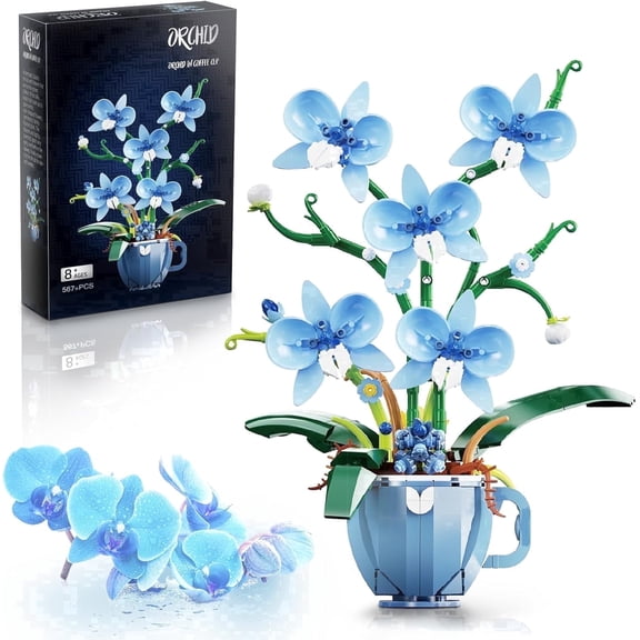 Flower Building Set with Vase , Compatible with Lego Botanical Flowers, 567pcs Ideas Plant Collection Toys for Home and Office Decor,