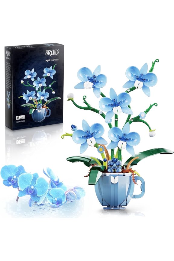 Flower Building Set with Vase , Compatible with Lego Botanical Flowers, 567pcs Ideas Plant Collection Toys for Home and Office Decor,