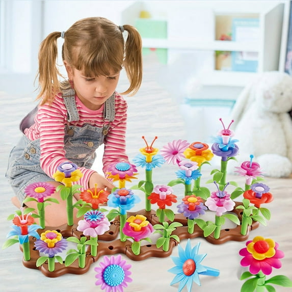 Flower Building Toy Set, 104PCS DIY Garden Building Blocks, STEM Educational Construction Playset for Kids, Colorful Floral Stacking Toy for Girls & Boys, Montessori Sensory Learning Gift for Ages 3+