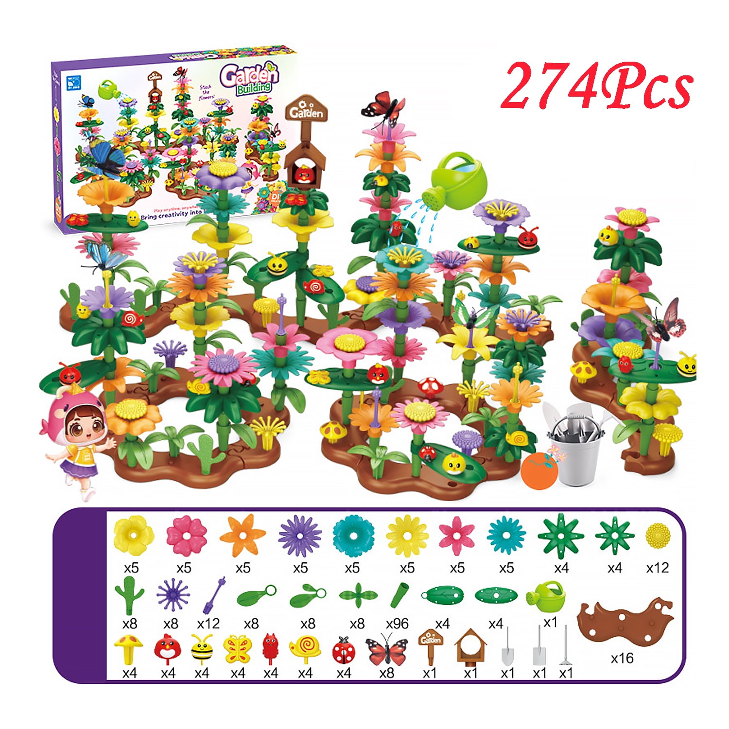 学校で作ったお花たて Flower-Building-Toy-Set-274-