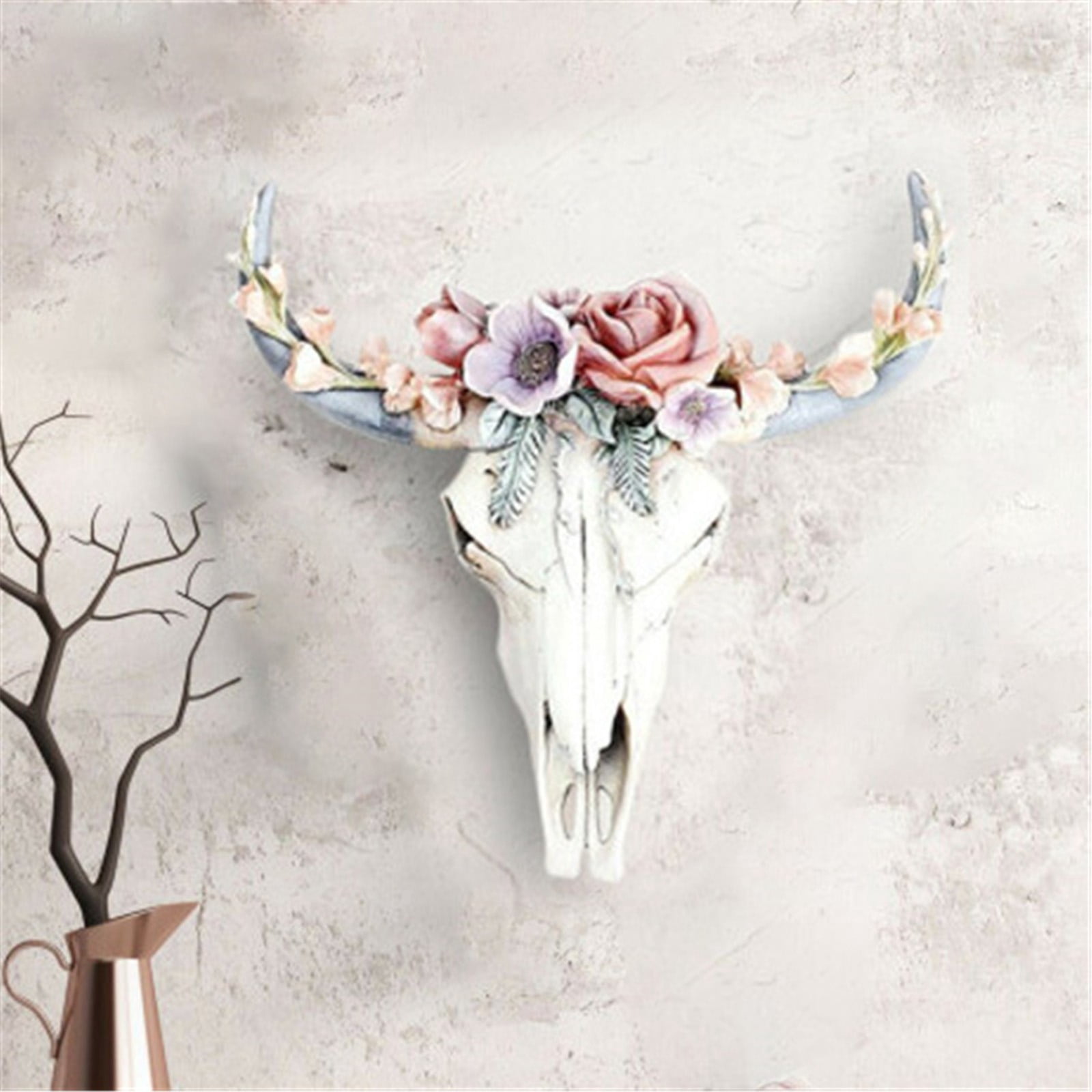 Flower Bull Skull Wall Decoration with Holes Home Decor Hanging