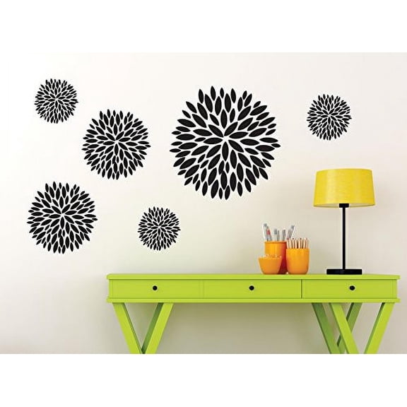 Flower Burst Vinyl Wall Decal, Black