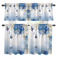 thumbnail image 1 of Flower Butterfly Blue Kitchen Curtains Sets for Windows 24 Inch Length, Spring Botanical Watercolor Floral Leaf Rod Pocket Window Treatments Tier Curtains and Valances Set for Bedroom/Bathroom, 1 of 8
