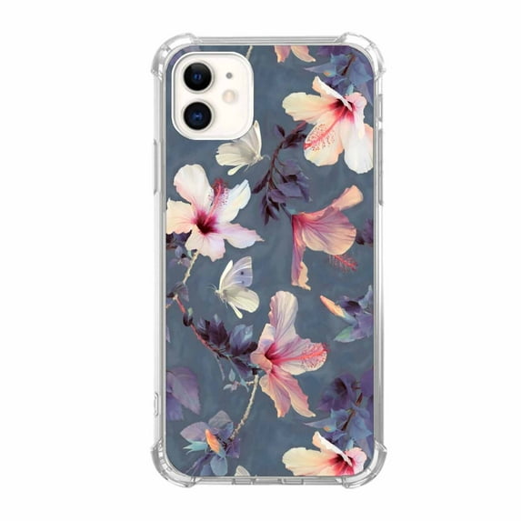 Flower Butterfly Case for iPhone 11,Aesthetic Art Floral Pattern TPU Bumper Cover
