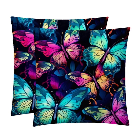 Flower Butterfly Chair Pillow Covers Set of 2 Throw Pillow Decorative Pillows Velvet with Unique Patterns for Various Occasions - Available in 16x16, 18x18, and 20x20 Inches