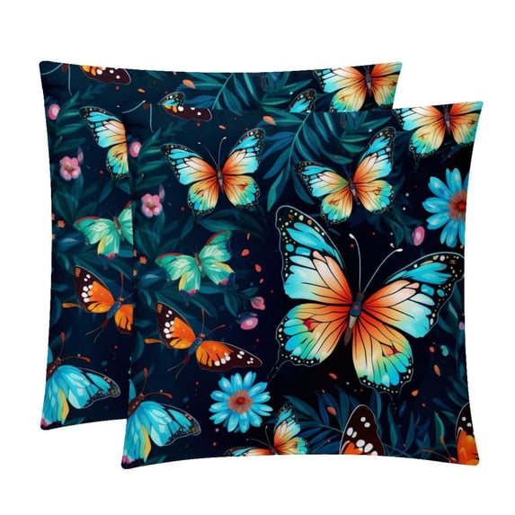 Flower Butterfly Covers Pillows Set of 2 with Unique Patterns, Throw Pillow Inserts for Bed or Couch, Available in 16x16, 18x18, 20x20 Inches for Any Occasion