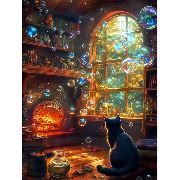 5D DIY Diamond Art Kits for Adults Beginners,Cat Full Drill Diamond Dots Gem Art,Home Wall Decor 11.8x15.8inches.