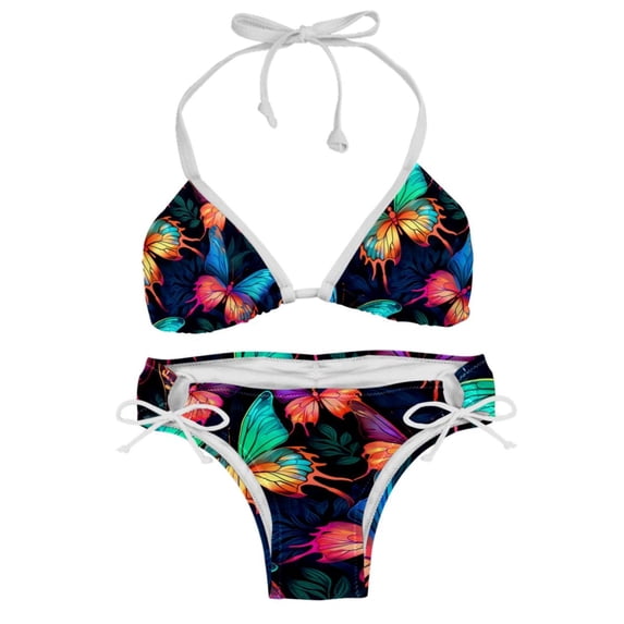 Flower Butterfly Detachable Sponge Adjustable Strap Bikini Set Swimsuit, Two-Pack - Beach and Pool Ready