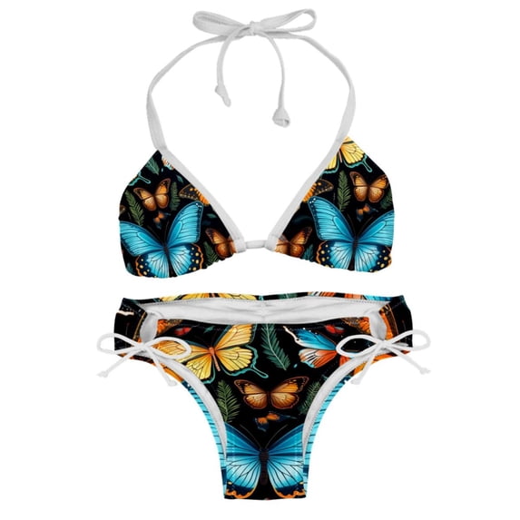 Flower Butterfly Detachable Sponge Adjustable Strap Bikini Set Two-Pack, Ideal for Beach and Pool Parties