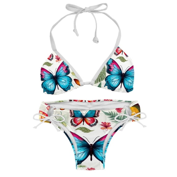 Flower Butterfly Detachable Sponge Adjustable Strap Bikini Set Two-Pack Swimsuits for Women