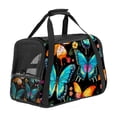 thumbnail image 1 of Flower Butterfly Fabric 900D Oxford Cloth Pet Carrier Bag with Sherpa Base Material and Nylon Webbing - 17x10x11.8 in - 43x26x30 cm, 1 of 7