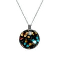 thumbnail image 1 of Flower Butterfly Glass Circular Pendant Necklace Jewelry, 1 of 5