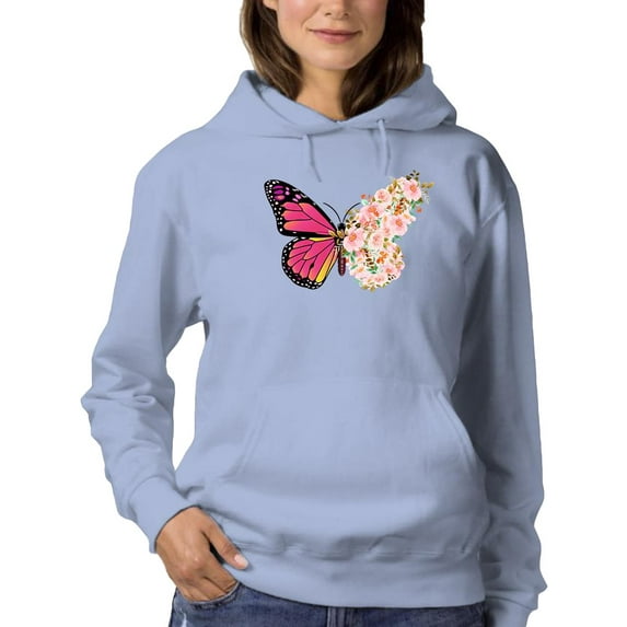 Flower Butterfly Hoodie Women -Smartprints Designs, Female 5X-Large